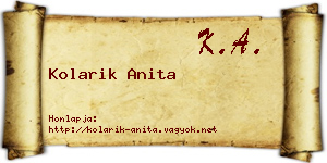 Kolarik Anita névjegykártya
